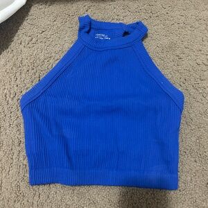 Aerie Vibrant Blue Ribbed Crop Top
